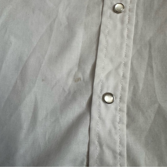 1990s Men’s White Pearl Snap Plain’s Western Wear Eagle Embroidered Dress Shirt - Picture 4 of 6